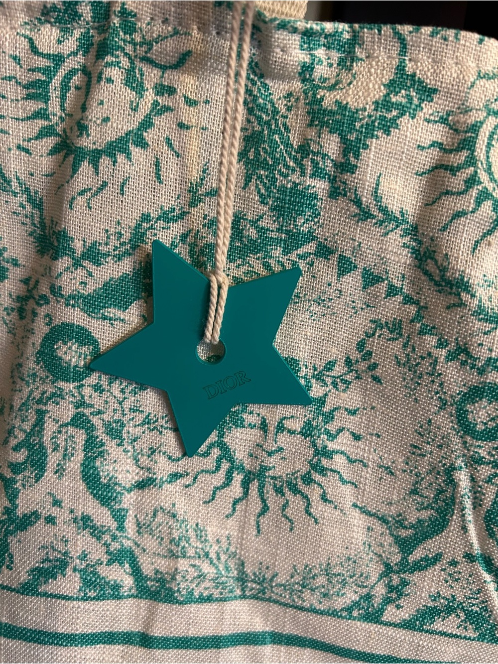 Dior Dioriviera Turquoise Tote Bag w/ Star Charm - Picture 3 of 5